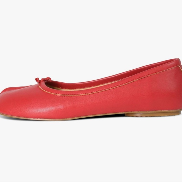 Tabi Ballet Flats Shoes for Women Rounde Toe Wide Width Split Toe Low Heel - Red - Picture 4 of 10